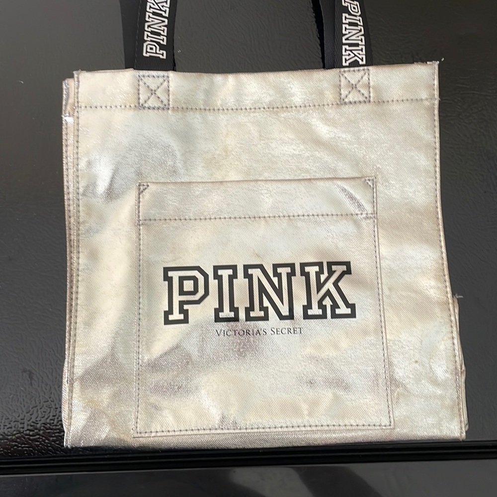 NEW- Victoria’s Secret pink silver metallic small bag